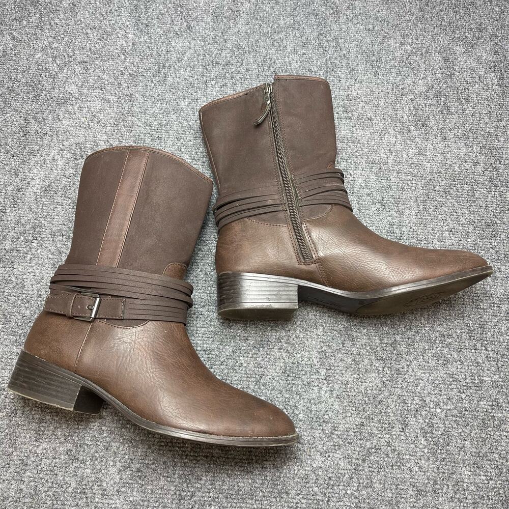 CHAPS Gari Strappy Buckle Women's Boots Dark Brown Size 8.5 B